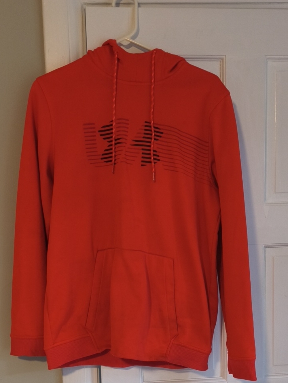 Under Armour Orange Men's Pullover Hoodie with Striped Logo